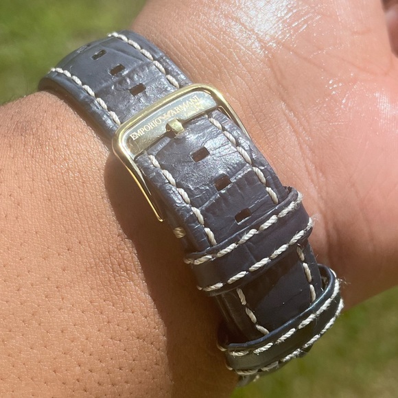 Blue Armani Watch With crocodile leather Band. - Picture 3 of 7